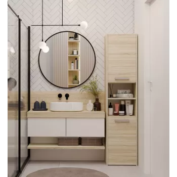 Vonios spintelė stovima Top e shop S40 SONOMA ąžuolinė, 6 lentynos, 400×300×1700 mm