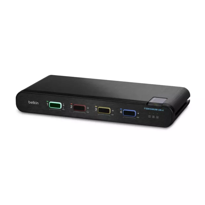 Belkin 4P Sngl Head DP/HDMI į DP/HDMI vaizdo saugus stalinis KVM jungiklis PP4.0 (F1DN104KVM-UN-4)