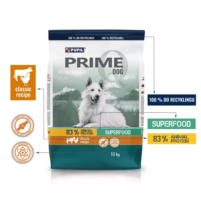 PUPIL Prime Mini Rich in poultry with beef - sausas šunų ėdalas - 10kg