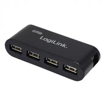 LOGILINK USB 2.0 4 prievadų USB mazgas su maitinimo šaltiniu, juodas