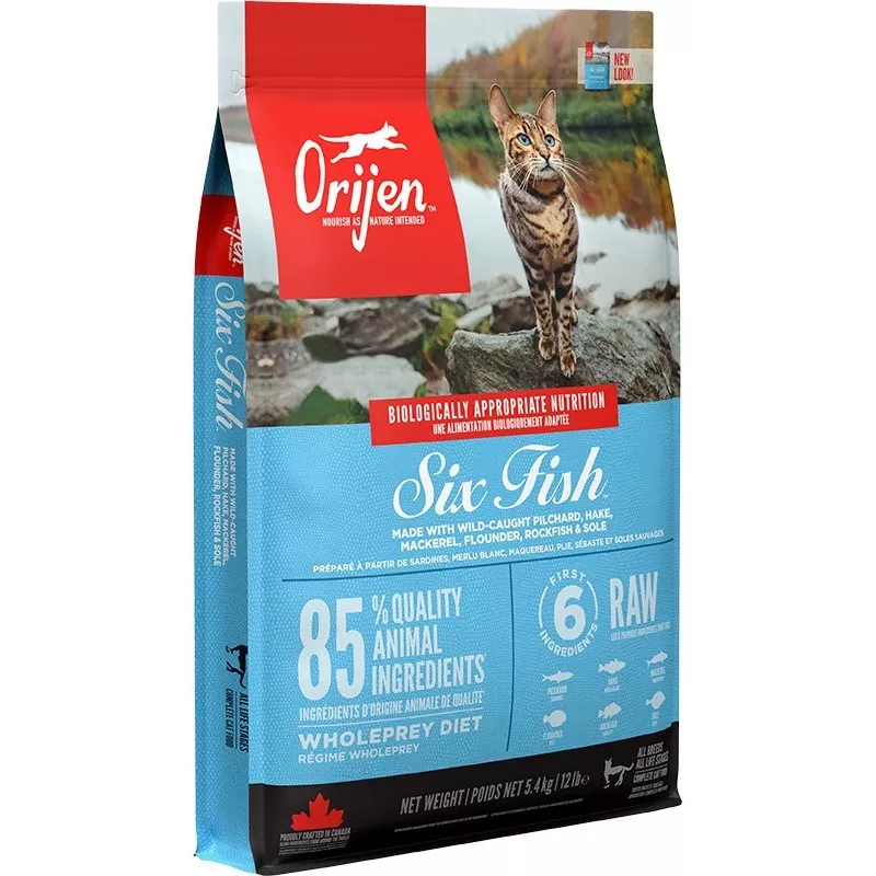 ORIJEN Six Fish Cat – sausas kačių ėdalas, 5,4 kg