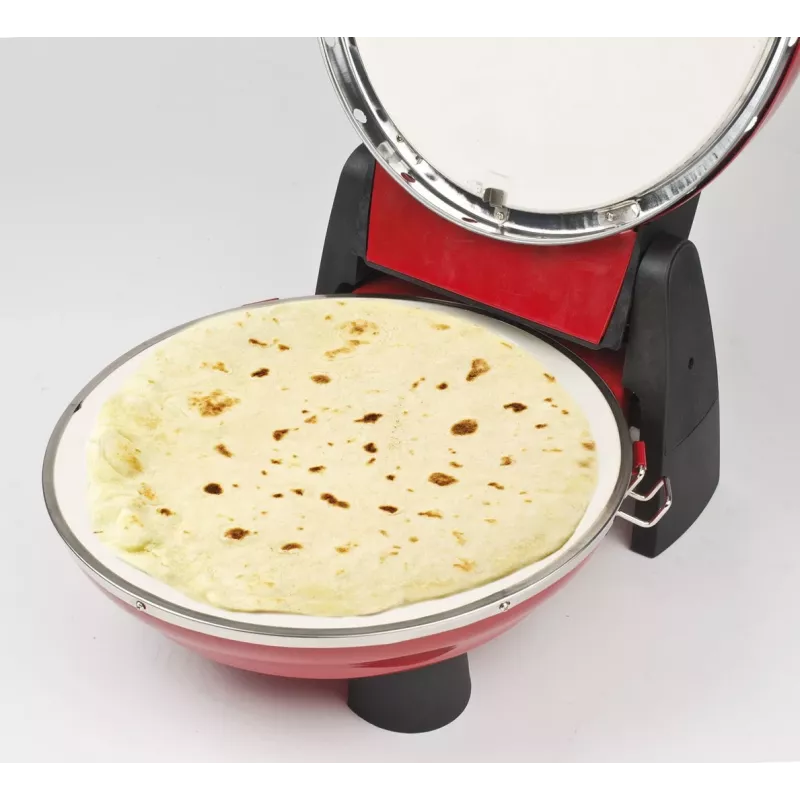 Picos kepimo aparatas G3FERRARI G10032 — 1200 W, akmens kepimo paviršius, maks. 400 °C, 31 cm pica, mechaninis laikmatis, raudonas
