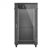 19 colių stelažinė spinta LANBERG 22U 600x1000 mm, juoda, stiklinės priekinės ir galinės durelės