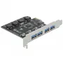 Delock PCI Express x1 kortelė 4 x išoriniai USB Type-A lizdai SuperSpeed USB