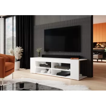 Cama TV spintelė RTV TEXAS 50/134/40 baltas/baltas blizgus