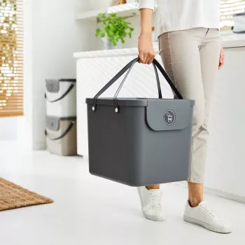 Rotho Albula stačiakampis plastikinis atliekų konteineris 40 L, antracitas, technopolimeras, 400×358×340 mm