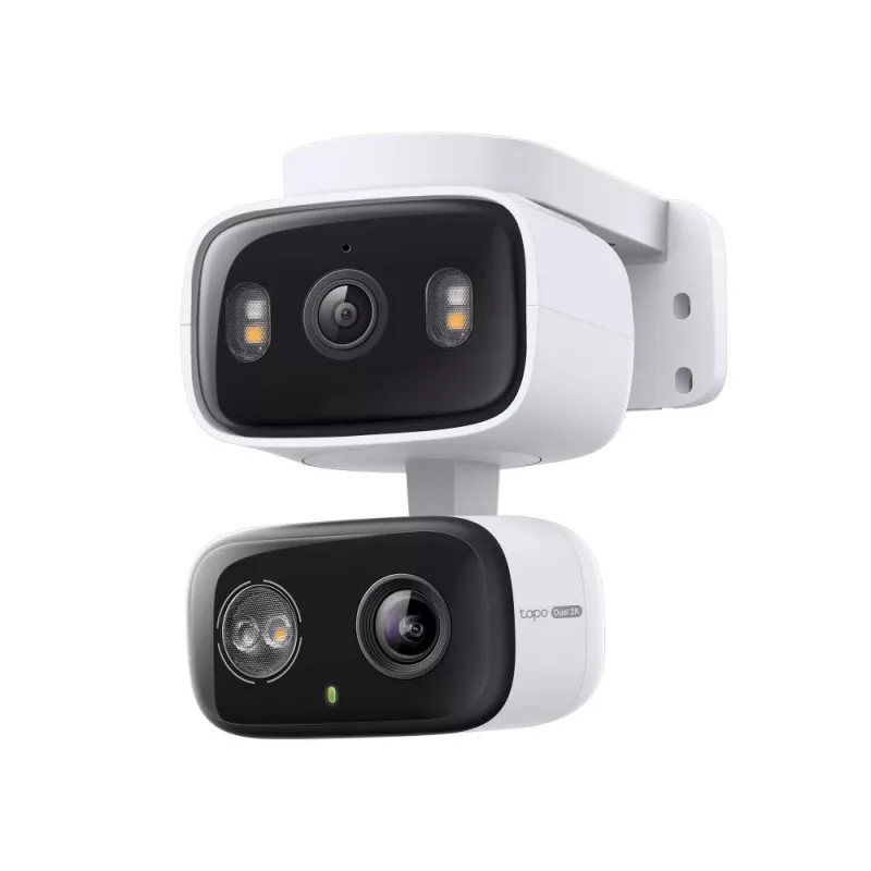 IP apsaugos kamera TP-LINK Tapo C246D — 3MP (2304×1296), 2,8 mm, 107,8° FOV, PTZ dviejų objektyvų, IP65, Wi-Fi/Gigabit, microSD iki 512 GB