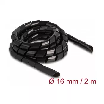 DeLOCK spiralinė žarna lanksti 2 m x 16 mm juoda polietileno