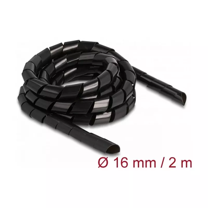DeLOCK spiralinė žarna lanksti 2 m x 16 mm juoda polietileno