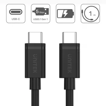 USB laidas UNITEK Y-C477BK USB 3.2 Gen 1 1m USB-C juodas