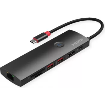 ROLINE USB-C dokavimo stotelė 4K HDMI 1x C PD 2xUSB3.2Gen2 1xGbE - Skaitmeninė/Duomenų (12.02.1126)