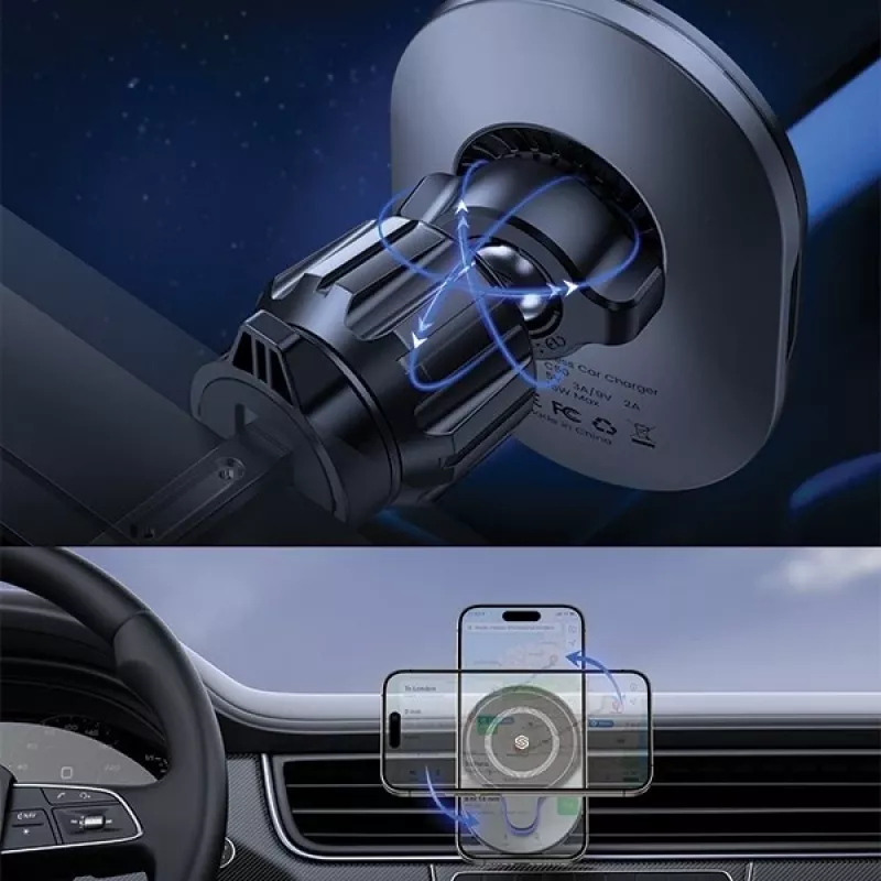 Automobilinis laikiklis MagSafe 15W belaidis įkroviklis juodas