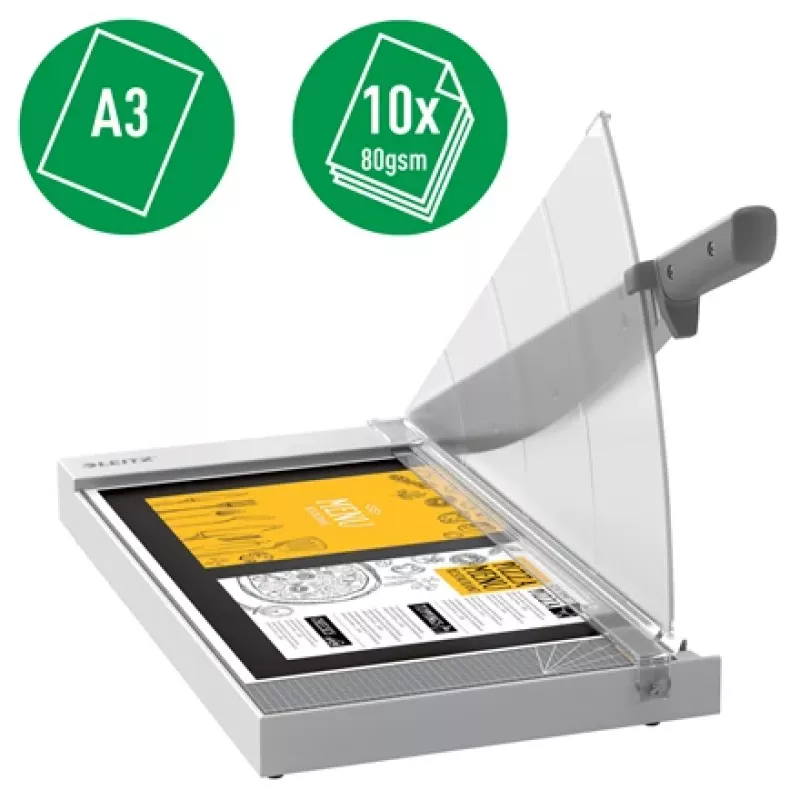 Leitz Precision Home Office popieriaus pjaustytuvas A3, 10 lapų, rankinis spaustuvas, nerūdijantis plienas