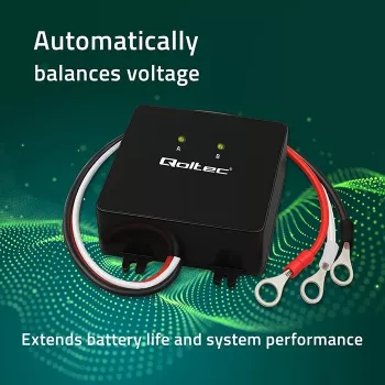 Įtampos balansuoklis QOLTEC 51097 24V (2×12V) akumuliatoriams, 5A balansavimo srovė