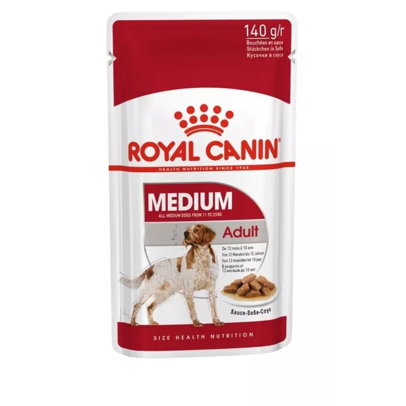 ROYAL CANIN SHN Medium Adult padaže – šlapias pašaras suaugusiems šunims – 10x140 g