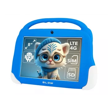 Planšetė BLOW KidsTAB8 8 colių IPS HD Android 12, 1,6 GHz aštuonių branduolių T606, 4 GB RAM, 64 GB, LTE, MicroSD