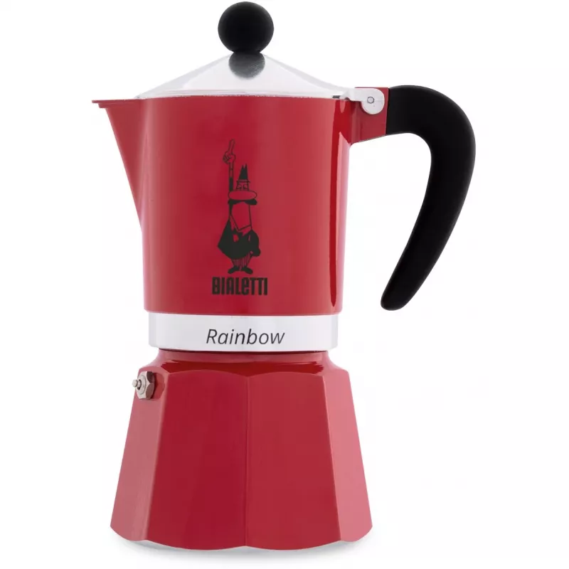 Bialetti Rainbow kavinukė viryklei 3 puodeliai Raudona