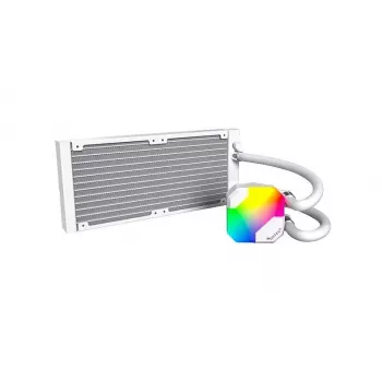 AIO vandens aušintuvas Montech Hyper Flow ARGB 240 mm White – 240 mm radiatorius, ARGB apšvietimas, balta spalva
