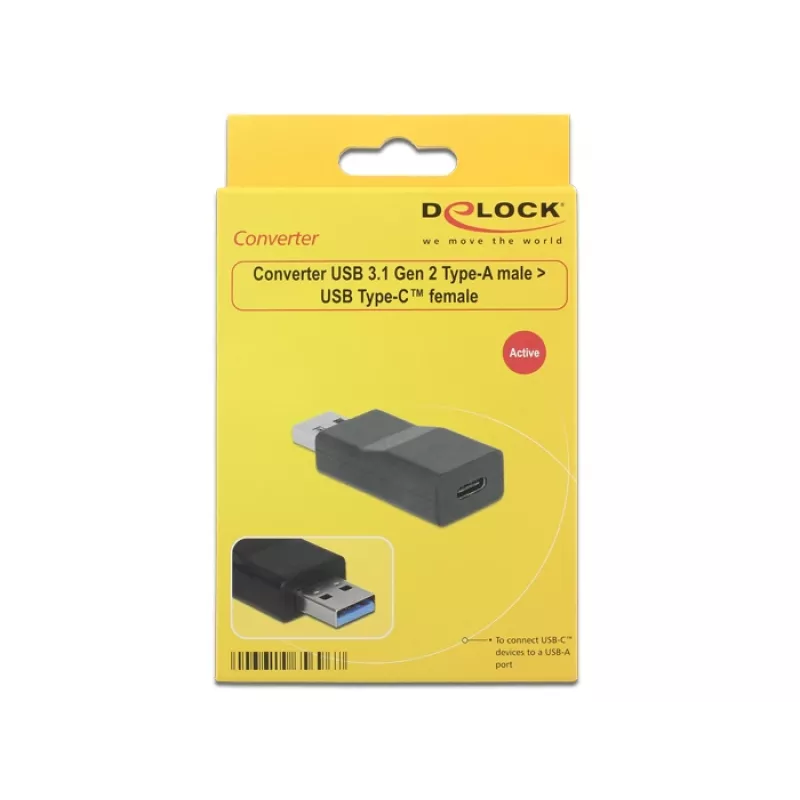 Lyčių keitiklis DeLOCK 65696 USB 3.1 Gen 2 Type-A į Type-C juodas