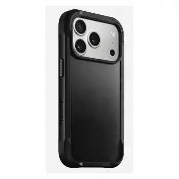 Nomad Rugged Leather Case Apple iPhone 17 Pro, oda/TPU/PC/aliuminis, tinka 16 cm (6,3 col.) ekranams, juoda