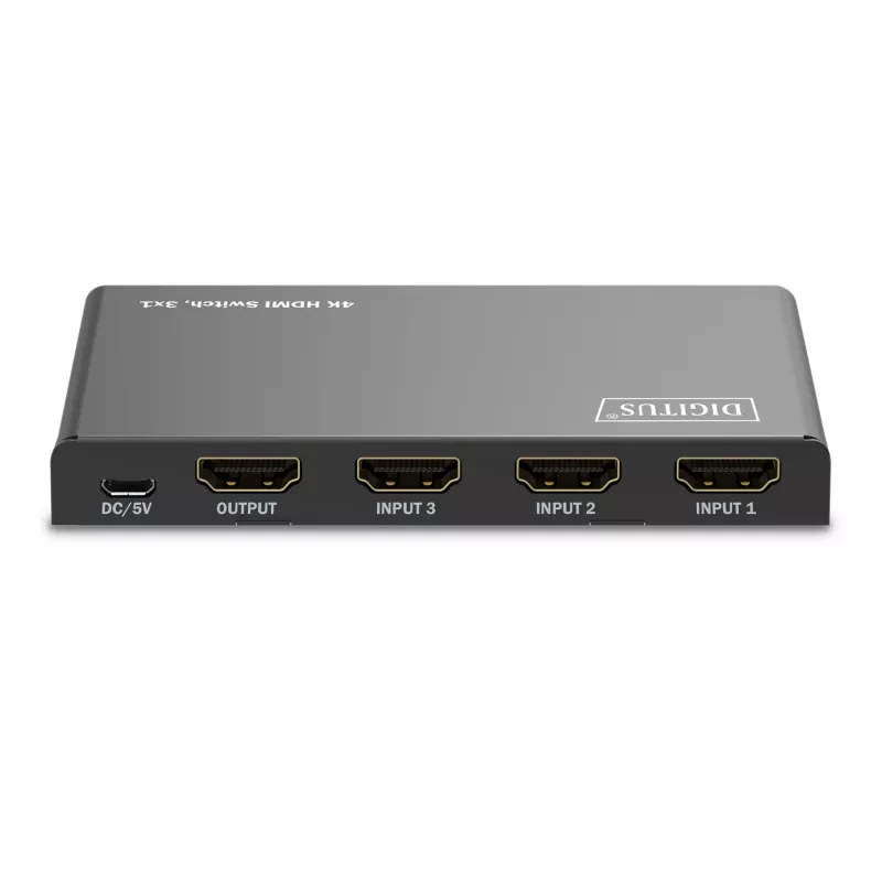 Digitus 4K HDMI jungiklis 3x1 metalinis juodas 18 Gbit/s