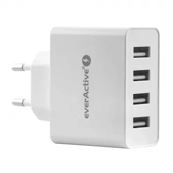 everActive SC400 sieninis USB įkroviklis su 4x USB prievadais, 5 A bendra išėjimo srove, baltas