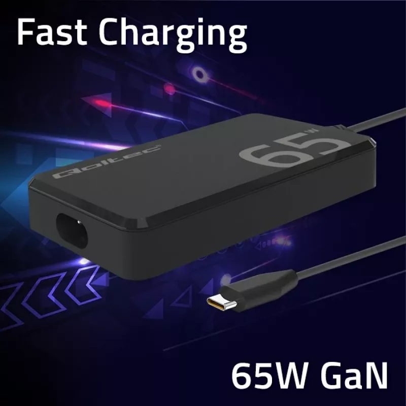 QOLTEC Įkroviklis 65W GaN Super Fast SLIM PD 5-20V 3.25A USB-C