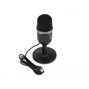 Studijinis mikrofonas BLOW su LED stovu – laidinis USB 2.0, 20–16000 Hz, jautrumas -50 dB, 237 g