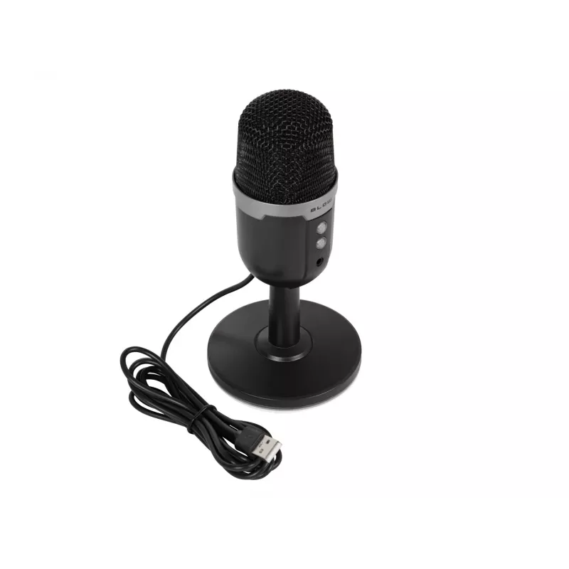 Studijinis mikrofonas BLOW su LED stovu – laidinis USB 2.0, 20–16000 Hz, jautrumas -50 dB, 237 g