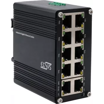 Tinklo jungiklis Exsys EX-62025 10 prievadų 10/100/1000 Mbps, 12–48 VDC maitinimas