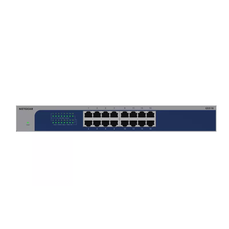 NETGEAR GS516-300EUS nevaldomas tinklo jungiklis Gigabit Ethernet (10/100/1000) pilkas