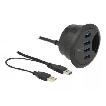 USB šakotuvas DeLOCK 62868, 4× USB-A, įmontuojamas į stalą
