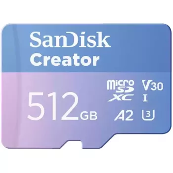SanDisk Creator MicroSD atminties kortelė 512GB, skaitymo greitis iki 190 MB/s
