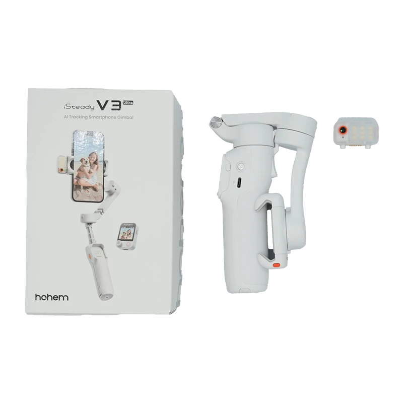 Hohem iSteady V3 Ultra (balta) – 3 ašių stabilizatorius su AI sekimu