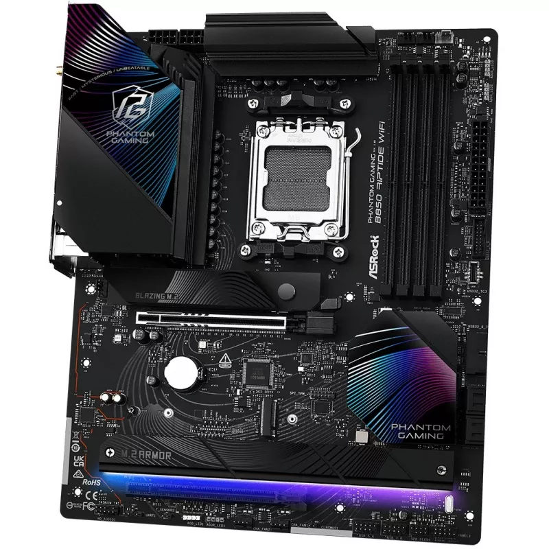 Motininė plokštė ASRock Phantom Gaming B850 Riptide WiFi — AMD B850, Socket AM5, ATX, DDR5, 4x M.2, Wi‑Fi 7, 2,5 Gb LAN