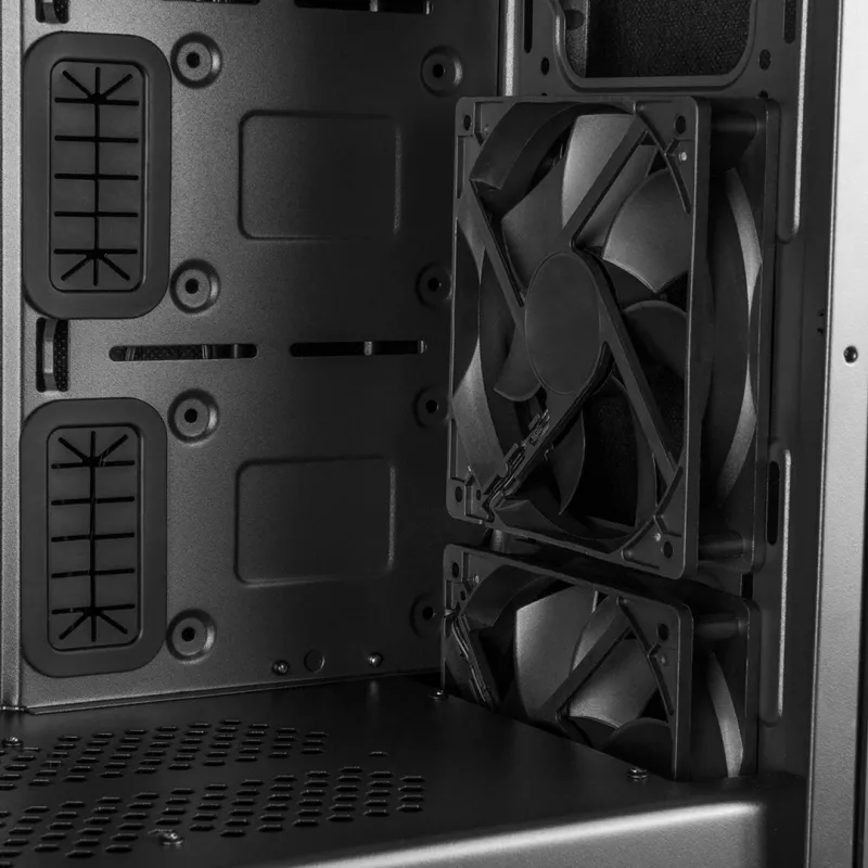 Korpusas MODECOM Oberon Pro Midi Tower – juodas, ATX/microATX/ITX, 7 lizdai, iki 395 mm GPU, 5 HDD/3 SSD vietos