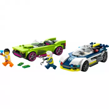 LEGO City 60415 Policijos automobilis ir raketinis automobilis – 213 dalių, 2 minifigūrėlės, nuo 6 metų