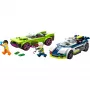 LEGO City 60415 Policijos automobilis ir raketinis automobilis – 213 dalių, 2 minifigūrėlės, nuo 6 metų