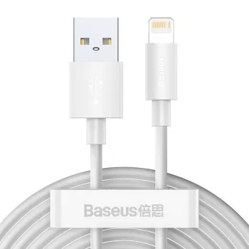 Baseus TZCALZJ-02 mobiliojo telefono kabelis Baltas 1.5 m USB A Lightning