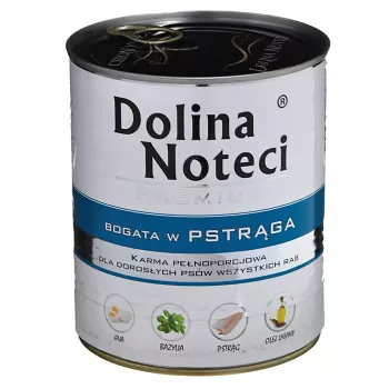 Šlapias šunų ėdalas Dolina Noteci Upėtakis Suaugusiems 800 g – be grūdų, 12% baltymų, 6% riebalų