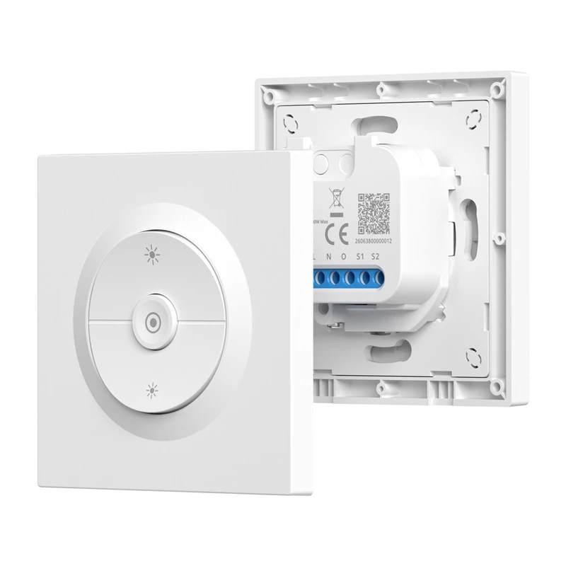 Sieninis išmanusis jungiklis/reguliatorius Sonoff MINI-ZBDIM-E ZigBee – kompaktiškas reguliatorius ir įjungimo/išjungimo modulis montavimui į sieną