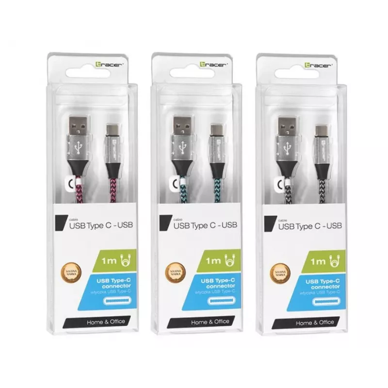 USB 2.0 laidas Type-C vyriškas – C vyriškas 1,0 m juodai sidabrinis