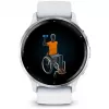Išmanusis laikrodis GARMIN Venu 3 — 1,4 colių AMOLED, 45 mm korpusas, GPS, Wi‑Fi, 8 GB, sidabrinis/baltas, silikoninis dirželis