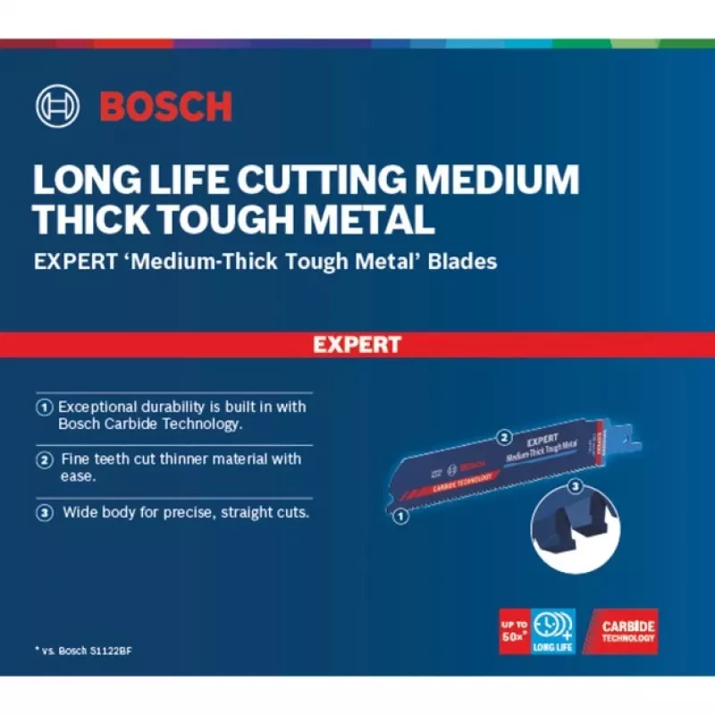 Bosch EXPERT 'MEDIUM-THICK TOUGH METAL' S 955 HHM pjūklo geležtė strypiniam pjūklui, didelio anglinio plieno (HCS), 1 vnt.