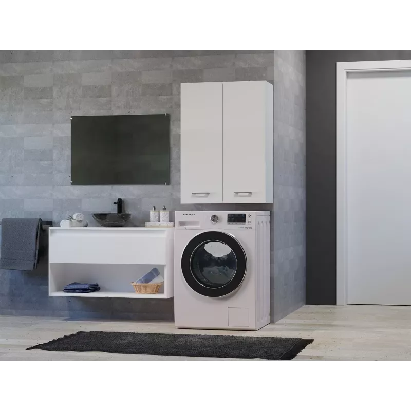 Topeshop POLA MINI DD balta vonios spintelė su stalčiais Balta