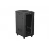 Tinklo spintos stovas LANBERG 19 colių 24U 600x800 mm juodas su stiklinėmis durimis ir LCD išpjova (Flat Pack) v2