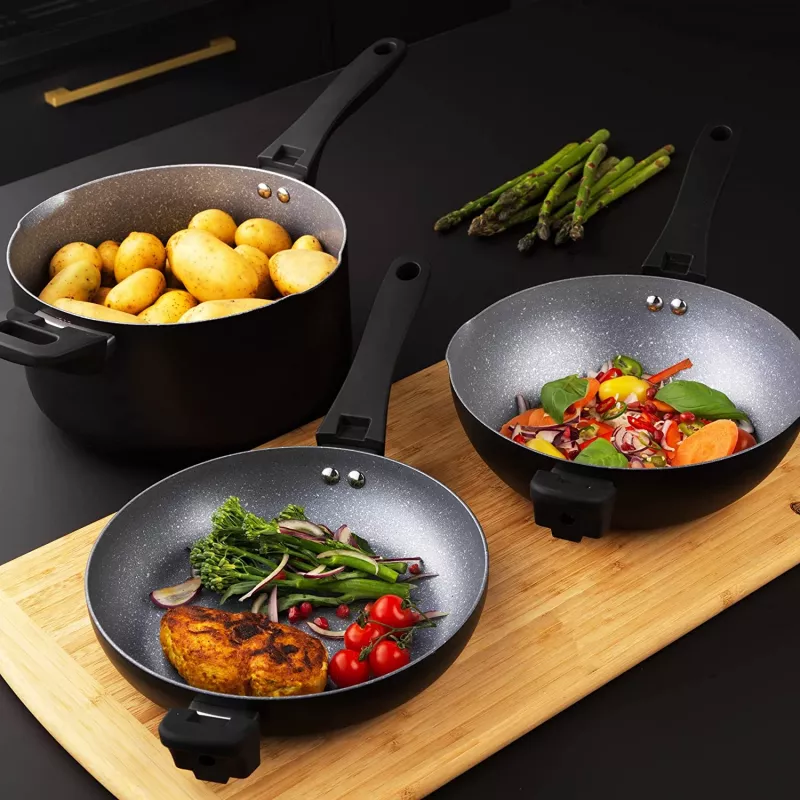 Puodų rinkinys Russell Hobbs RH01840EU7 – 4 dalių sukraunamas metalinis marmurinis