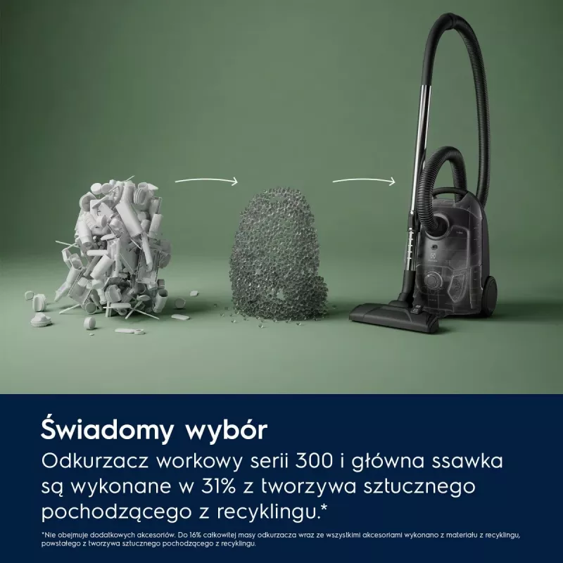 Būgninis dulkių siurblys Electrolux EB31C1DB 750W, 3 L dulkių maišas, HEPA filtras, teleskopinis plieninis vamzdis