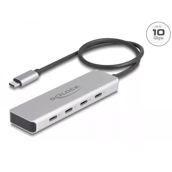 DeLOCK USB Type-C HUB 10 Gbps 4 prievadai aliumininis pilkas