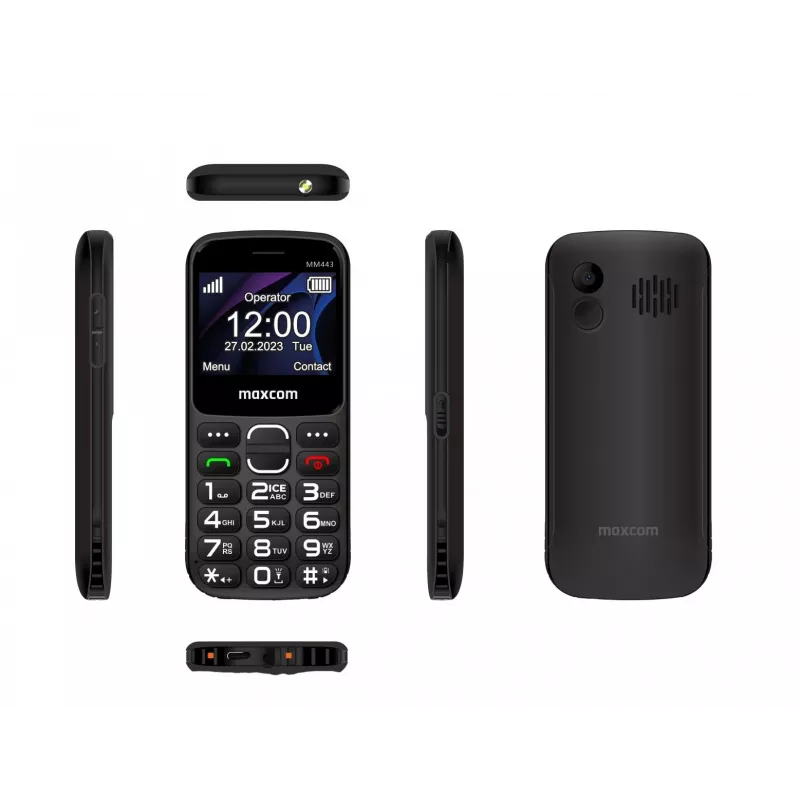 Mobilusis telefonas Maxcom Comfort MM443 S su įkrovimo stotele juodas